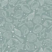 Seashells vintage seamless pattern. Background with shells and clams vector illustration. Template for fabric, packaging, paper and design