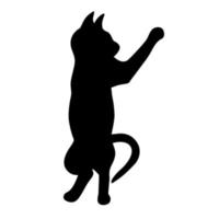 Cat stands on its hind legs black silhouette vector