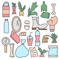 Set organic and household garbage vector illustration