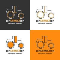 Set line icons construction machinery vector illustration