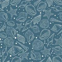 Sea abyss with seashell seamless pattern vector