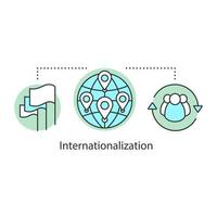 Internationalization concept icon. Socialization idea thin line illustration. Globalization. International relations. Vector isolated outline drawing