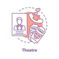 Theater date concept icon. Couple in love pastime. Romantic relationships idea thin line illustration. Vector isolated outline drawing