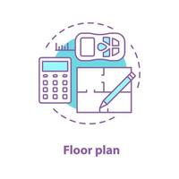 icono de concepto de plano de planta. Ilustración de línea fina de idea de plano. proyecto de construcción. dibujo de contorno aislado vectorial vector