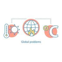 Global warming concept icon. Natural hazard idea thin line illustration. Global problems. Climate changing. Vector isolated outline drawing