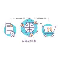 International trade concept icon. Global purchasing idea thin line illustration. Worldwide distribution. Vector isolated outline drawing