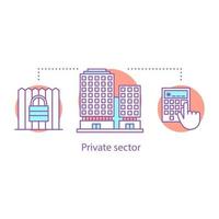 icono del concepto del sector privado. ilustración de línea delgada de idea de propiedad privada. desarrollo de edificios. área asegurada. dibujo de contorno aislado vectorial vector