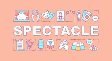 Spectacle word concepts banner. Event in theatre. Standup meeting audience. Presentation, website. Isolated lettering typography idea with linear icons. Vector outline illustration