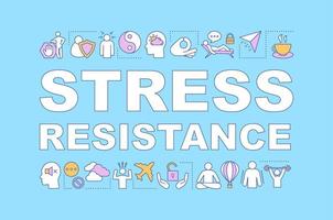 Stress resistance word concepts banner. Calming and relaxing. Stress overcoming. Anxiety coping. Isolated lettering typography idea with linear icons. Vector outline illustration