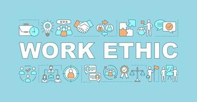 Work ethic word concepts banner. Partnership and leadership. Teamwork. Team building. Isolated lettering typography idea with linear icons. HR management. Vector outline illustration