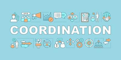 Coordination word concepts banner. Personal success. Skill improvement. Isolated typography idea with linear icons. HR soft skills and professional qualities. Leadership. Vector outline illustration