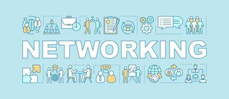 Networking word concepts banner. Team building. Negotiations. Isolated lettering typography idea with linear icons. HR management. Business partners. Vector outline illustration