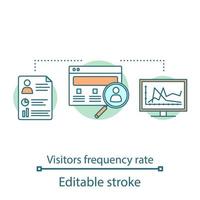 Visitor frequency rate concept icon. Social media analytics. SMM measurement, metrics. Website traffic statistics idea thin line illustration. Conversion rate. Vector isolated outline drawing