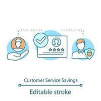 Customer service savings concept icon. Loyalty program. Customer retention, attraction idea thin line illustration. Vector isolated outline drawing. Editable stroke