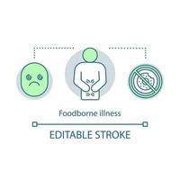 icono del concepto de enfermedad transmitida por alimentos. ilustración de línea delgada de idea de indigestión. vómitos comida envenenada. enfermedad. problemas digestivos. dibujo de contorno aislado vectorial. trazo comestible vector