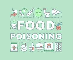 Food poisoning word concepts banner. Foodborne illness sickness. Presentation, website. Indigestion. Sickness. Isolated lettering typography idea with linear icons. Vector outline illustration