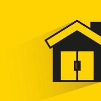 casa con sombra sobre fondo amarillo vector