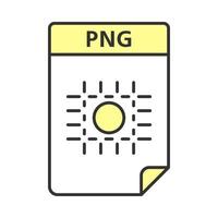 PNG file color icon. Image file format. Raster graphic document. Isolated vector illustration