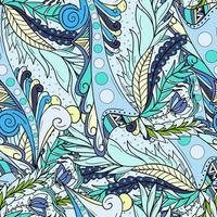 Seamless pattern background with abstract leaves and flower vector