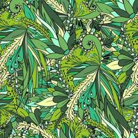 Seamless pattern with abstract flowers and leaves vector