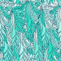 Seamless pattern background with abstract leaves and flower vector