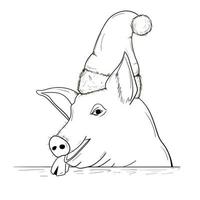 A pig sketch. Chinese New Year vector