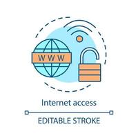 icono de concepto de acceso a Internet. Ilustración de línea delgada de idea de conexión wi-fi gratuita. Seguridad de la red. punto de acceso inalámbrico a Internet. acceso al sitio web. dibujo de contorno aislado vectorial. trazo editable vector