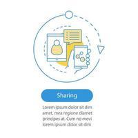 Content sharing vector infographic step template. Social media. Messenger. Online communication. Data visualization with options. Process timeline chart part