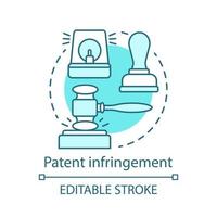 Patent infringement concept icon. Intellectual property protection idea thin line illustration. Copyright law violation. Digital rights security. Vector isolated outline drawing. Editable stroke