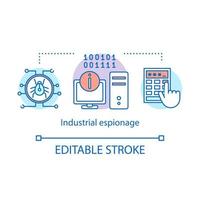 Industrial espionage concept icon. Cyber spying idea thin line illustration. Competitive intelligence. Data hacking. Intellectual property theft. Vector isolated outline drawing. Editable stroke