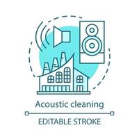 Acoustic cleaning concept icon. Maintenance method idea thin line illustration. Generating powerful sound waves. Material-handling and storage systems. Vector isolated outline drawing. Editable stroke