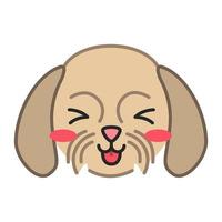 Shih Tzu cute kawaii vector character. Dog with smiling muzzle. Flushed animal with squinting eyes. Domestic doggie with tongue out. Funny emoji, sticker, emoticon. Isolated cartoon color illustration