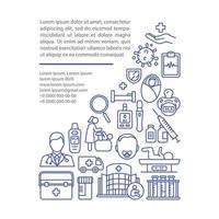 Pediatrics article page vector template. Baby care medical services. Brochure, magazine, booklet design element with linear icons and text boxes. Print design. Concept illustrations with text space