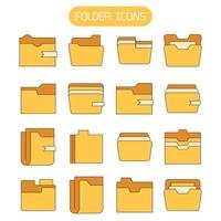 yellow folder and archive file icons vector