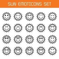smile sun emoticon icons vector