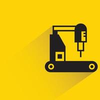 robotic arm machine icon yellow background vector illustration