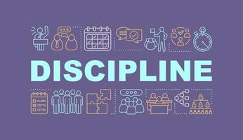 Discipline word concepts banner. HR management. Teamwork. Leadership, partnership. Staff, personnel. Isolated lettering typography with linear icons. Colleagues interaction. Vector illustration