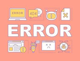 Error word concepts banner. System, server errors. Page not found. Tech assistance. Presentation. Website unavailable. Isolated lettering typography idea with linear icons. Vector outline illustration