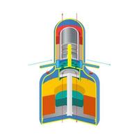 diagrama de reactor de fusión termonuclear. vector. camino a la nueva energía. dispositivo que recibe energía de la fusión termonuclear de hidrógeno en helio. vector