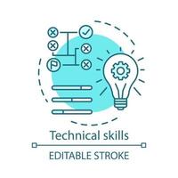 Technical skills turquoise concept icon. Power of knowledge, learning process, self education idea thin line illustration. Technical mindset vector isolated outline drawing. Editable stroke