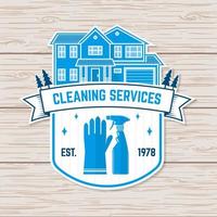 Cleaning company badge, emblem. Vector. Concept for shirt, sticker, stamp or patch. Vintage typography design with cleaning equipments. Cleaning service sign for company related business vector