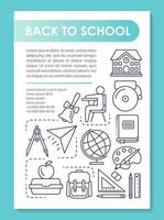 Back to school brochure template layout. Academic year. Flyer, booklet, leaflet print design with linear illustrations. Vector page layouts for magazines, annual reports, advertising posters..