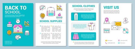 School system brochure template layout. Inviting pupils. Flyer, booklet, leaflet print design with linear illustrations. Vector page layouts for magazines, annual reports, advertising posters..