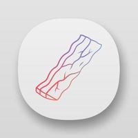 Bacon app icon. Butchers meat. Roasted sowbelly. Piece of lard. Yummy rasher. Meat production, sale. Butchery business. UI UX user interface. Web or mobile applications. Vector isolated illustrations