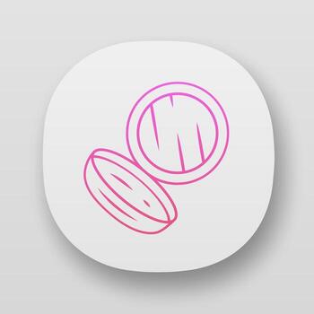Face powder, blush case app icon. UI UX user interface. Women facial makeup attribute. Web or mobile application. Vector isolated illustration. Personal cosmetic tool, eyeshadow box with mirror