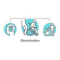 Disability discrimination concept icon. Ableism idea thin line illustration. Prejudice towards disabled people. Vector isolated outline drawing