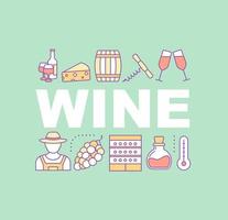 banner de conceptos de palabra de la industria del vino. vinificación. vinificación. producción de vino. lagar. idea de tipografía de letras aisladas con iconos lineales. ilustración de contorno vectorial vector