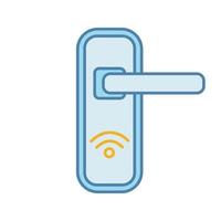 NFC door lock color icon. Near field communication padlock. Contactless technology. Isolated vector illustration