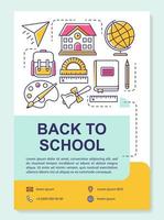 School accessories brochure template layout. Teaching materials. Flyer, booklet, leaflet print design with linear illustrations. Vector page layouts for magazines