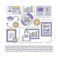 Statistics course article page vector template.Metrics, data analytics lesson. Brochure, magazine, booklet design element with linear icons and text boxes. Print design